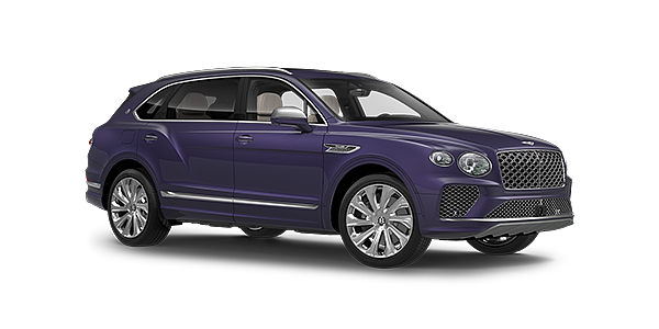 Bentley Perth Bentayga Extended Wheelbase Mulliner luxury SUV front three quarter in Tanzanite Purple paint